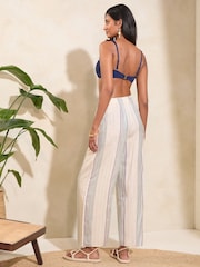 Love & Roses Blue Tie Front Wide Leg Trousers - Image 3 of 4