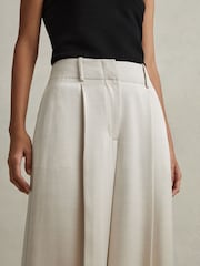 Reiss Champagne Isla Satin Wide Leg Trousers - Image 3 of 5