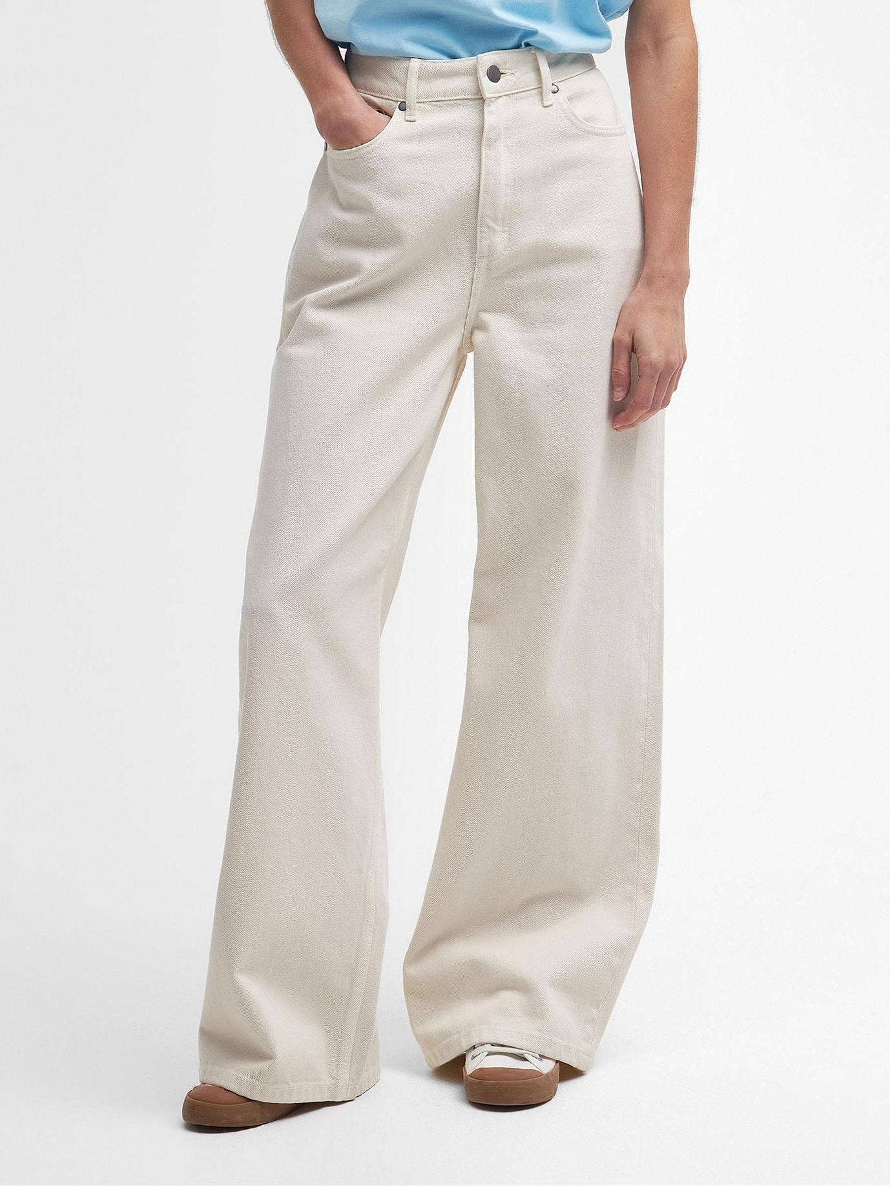 Buy Barbour Ecru White Maisie Wide Leg 100 Cotton Jeans from Next Qatar