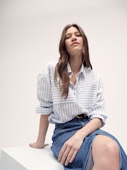 Barbour® Blue Ella Midi 100% Cotton Denim Skirt - Image 2 of 4