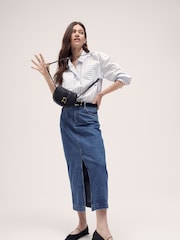 Barbour® Blue Ella Midi 100% Cotton Denim Skirt - Image 4 of 4