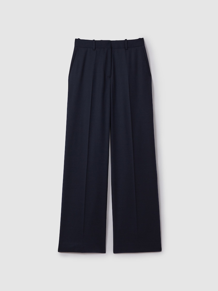 Reiss Navy Harley Wool Blend Wide Leg Suit Trousers - Image 2 of 6