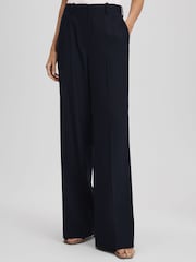 Reiss Navy Harley Wool Blend Wide Leg Suit Trousers - Image 3 of 6