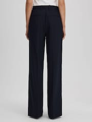 Reiss Navy Harley Wool Blend Wide Leg Suit Trousers - Image 5 of 6