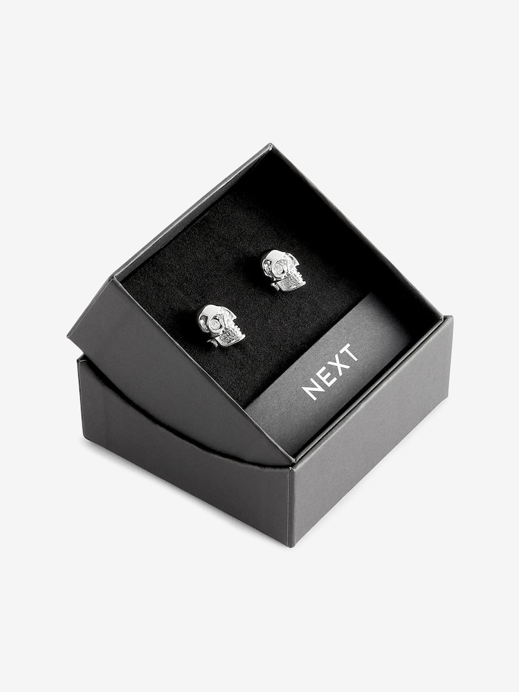 Silver Diamante Skull Cufflinks - Image 1 of 4