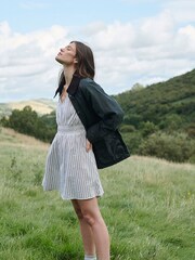 Barbour® Beige Ella Stripe Cotton Linen Blend Dress - Image 10 of 13