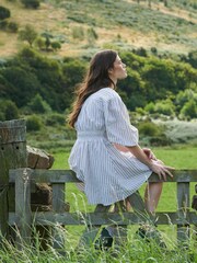 Barbour® Beige Ella Stripe Cotton Linen Blend Dress - Image 11 of 13
