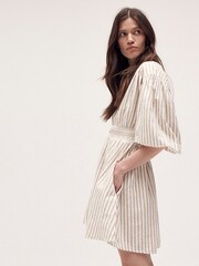 Barbour® Beige Ella Stripe Cotton Linen Blend Dress - Image 5 of 13
