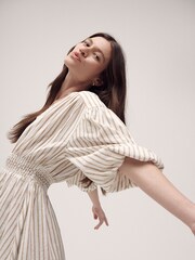 Barbour® Beige Ella Stripe Cotton Linen Blend Dress - Image 6 of 13