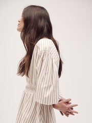 Barbour® Beige Ella Stripe Cotton Linen Blend Dress - Image 9 of 13