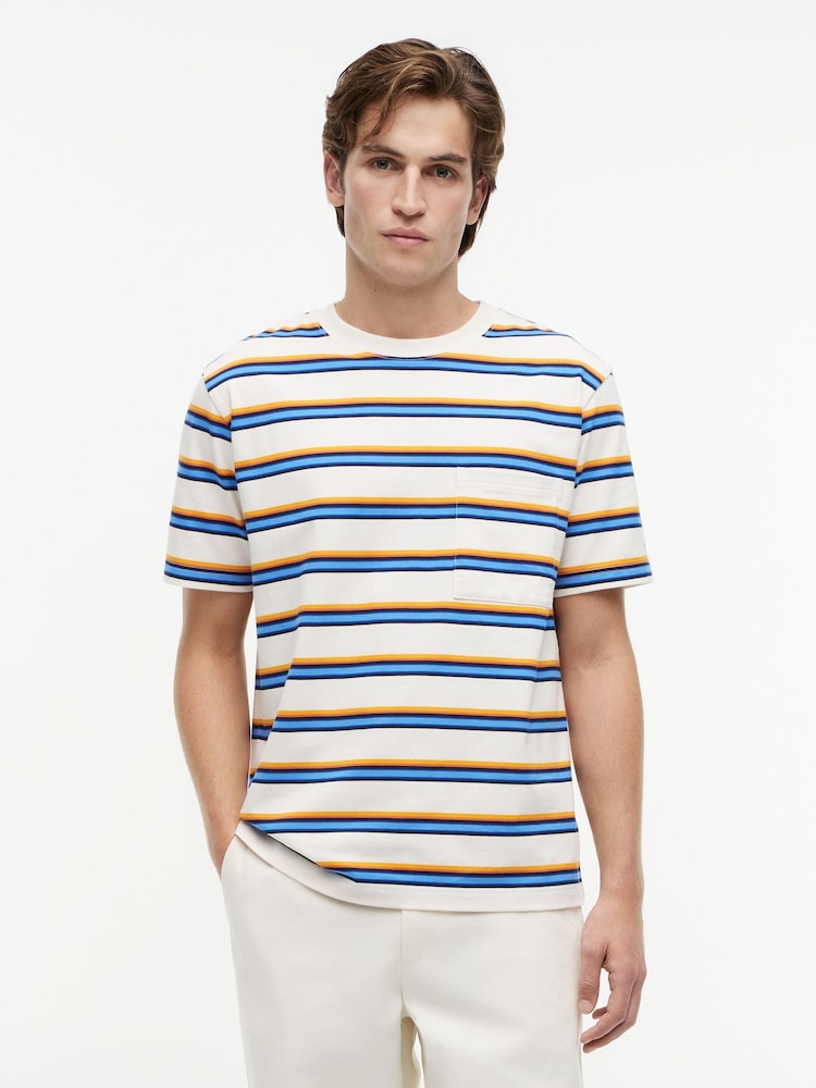 Tommy Hilfiger Cream Mixed Stripe Relaxed Jersey T-Shirt - Image 1 of 5