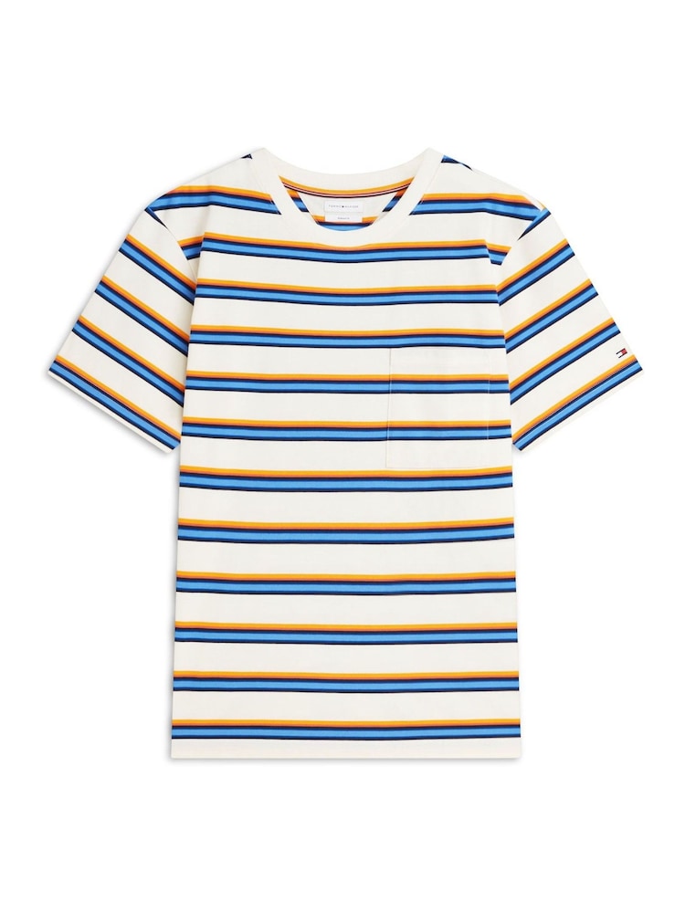 Tommy Hilfiger Cream Mixed Stripe Relaxed Jersey T-Shirt - Image 5 of 5