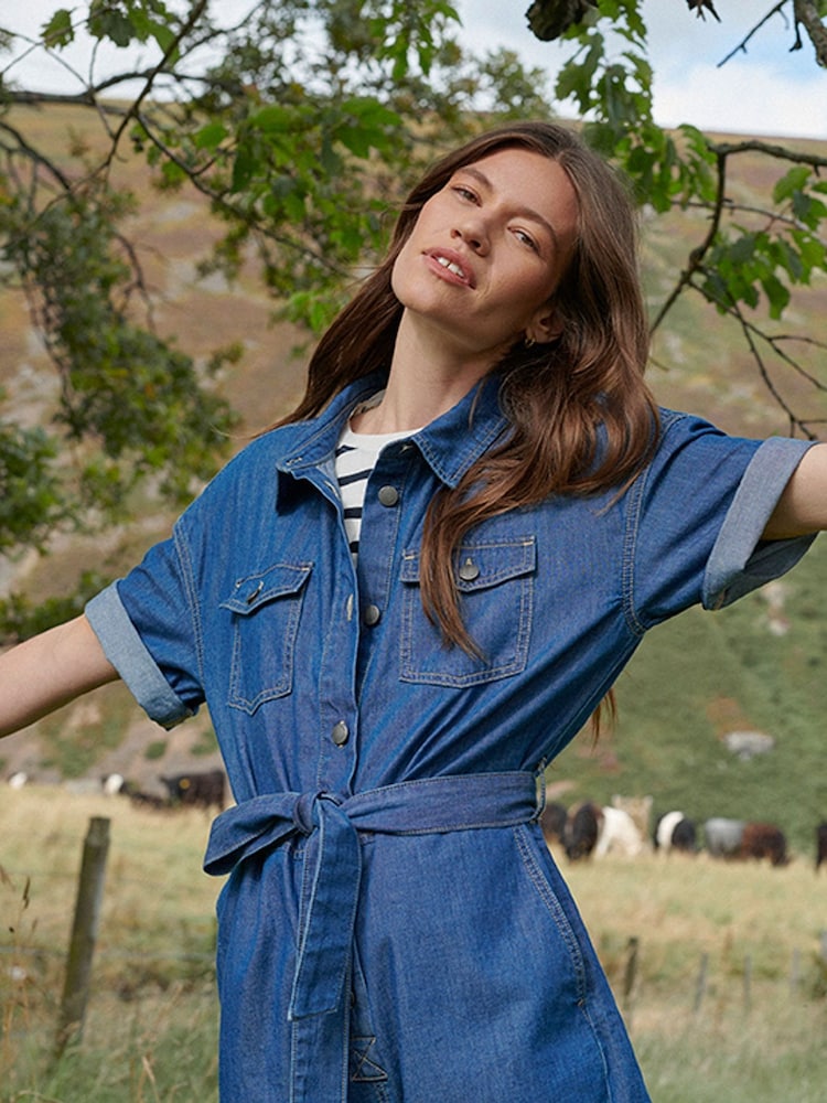Barbour® Blue Evelyn Denim 100% Cotton Playsuit - Image 2 of 4