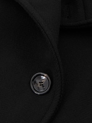 Reiss Black Blair Petite Wool Blend Double Breasted Long Coat - Image 6 of 6