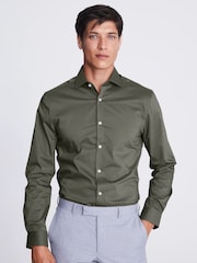 MOSS Green Chrome Slim Stretch Shirt - Image 1 of 5