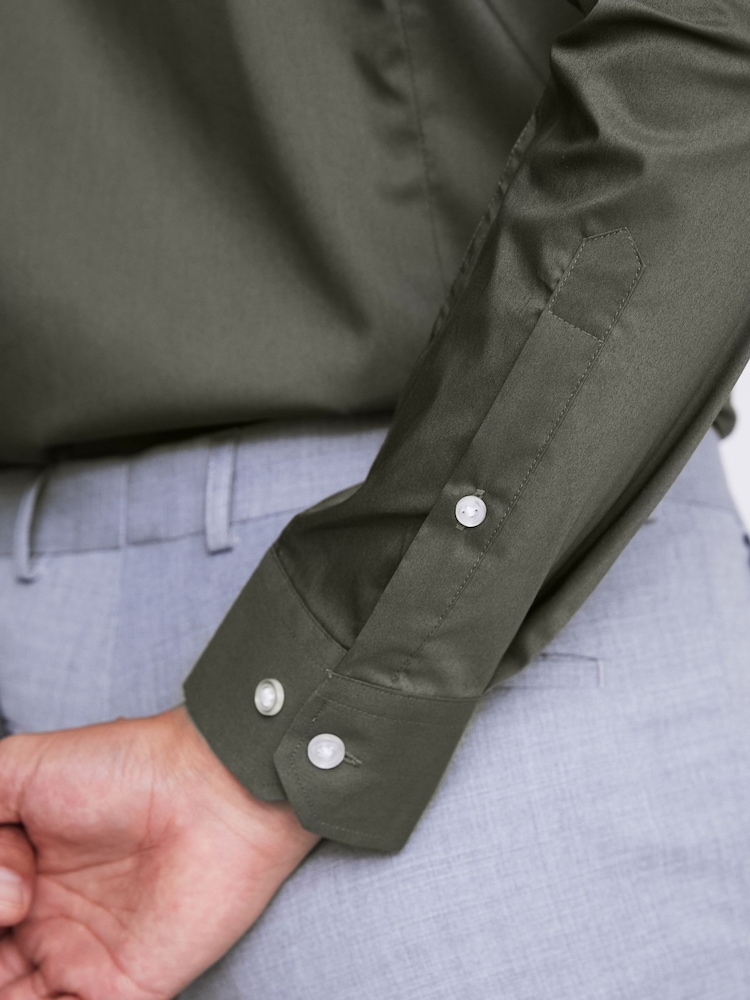 MOSS Green Chrome Slim Stretch Shirt - Image 3 of 5