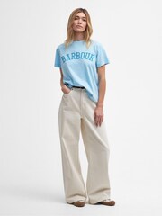Barbour® Blue Slim Fit Ella Varsity 100% Cotton T-Shirt - Image 3 of 5