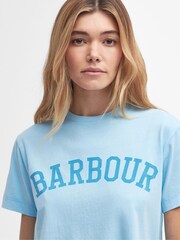 Barbour® Blue Slim Fit Ella Varsity 100% Cotton T-Shirt - Image 4 of 5