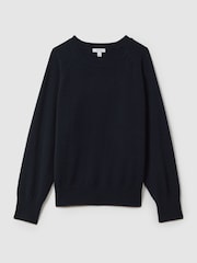 Reiss Navy Andi Oversized Wool Blend Crew Neck Jumper - Image 2 of 6