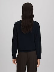 Reiss Navy Andi Oversized Wool Blend Crew Neck Jumper - Image 5 of 6