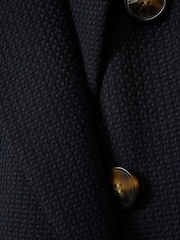 Reiss Navy Lana Petite Tailored Textured Wool Blend Double Breasted Blazer - Image 7 of 8