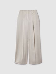 Reiss Champagne Isla Petite Satin Wide Leg Trousers - Image 2 of 6