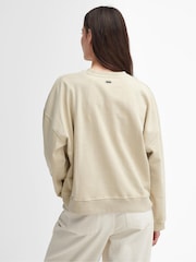 Barbour® Beige Ella Varsity 100% Cotton Sweatshirt - Image 3 of 6