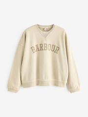 Barbour® Beige Ella Varsity 100% Cotton Sweatshirt - Image 6 of 6