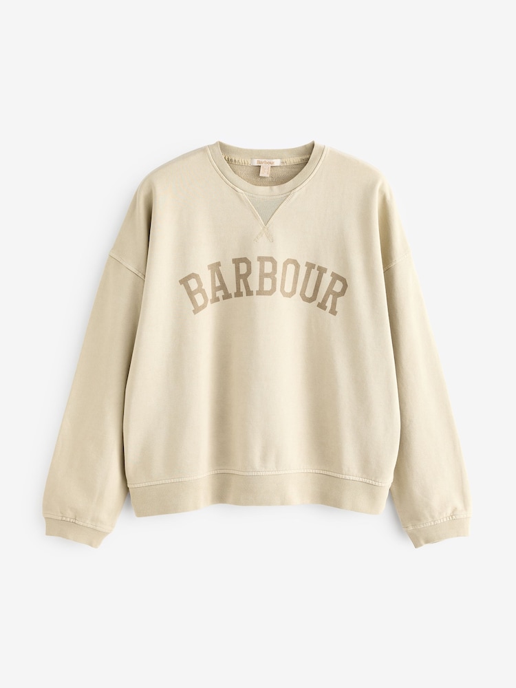 Barbour® Beige Ella Varsity 100% Cotton Sweatshirt - Image 6 of 6
