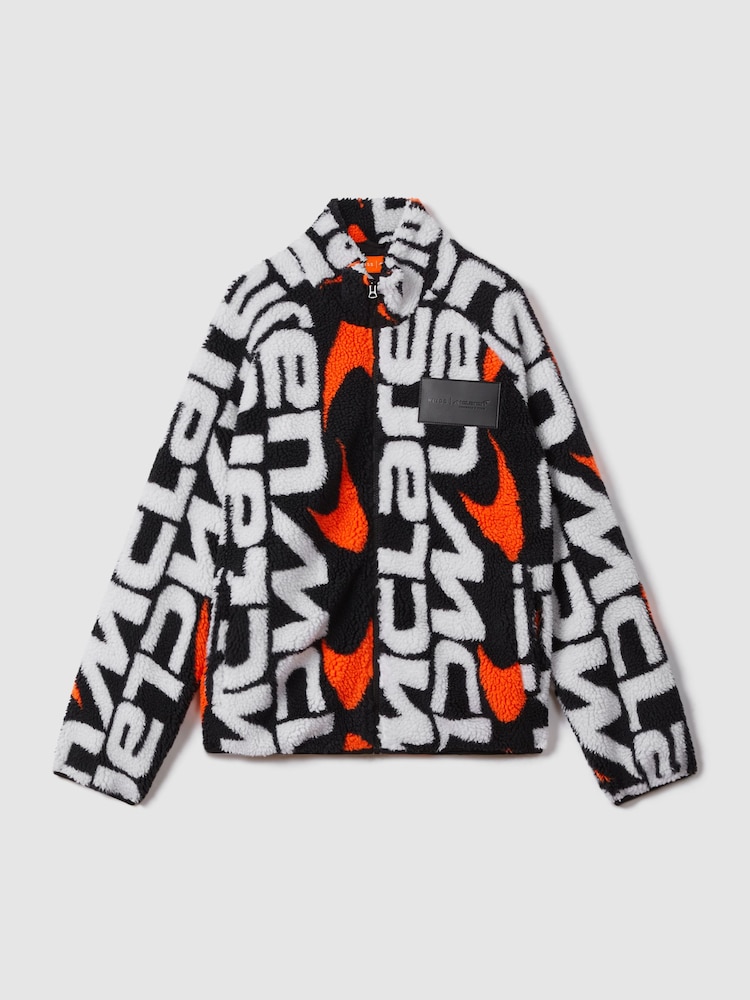 Reiss x McLaren F1 Team Black Multi McLaren F1 Zip-Through Fleece Jacket - Image 2 of 10 Reiss x McLaren F1 Team Black Multi McLaren F1 Zip-Through Fleece Jacket - Image 2 of 10