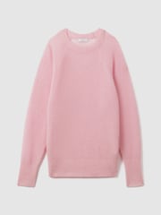 Reiss Light Pink Mae Oversized Crew Neck Jumper with Mohair - Image 2 of 6