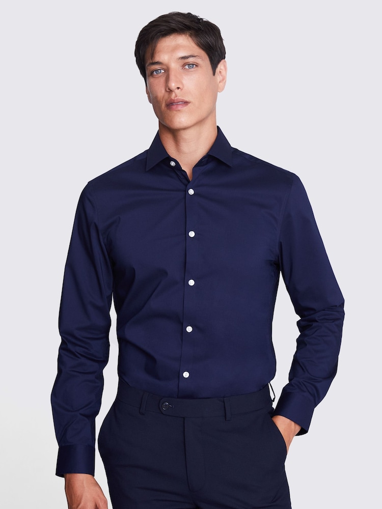 MOSS Blue Slim Stretch Shirt - Image 1 of 5
