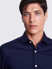 MOSS Blue Slim Stretch Shirt - Image 2 of 5