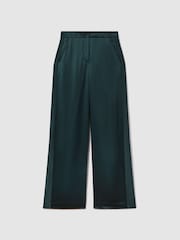Reiss Green Lula Satin Wide Leg Trousers - Image 2 of 6