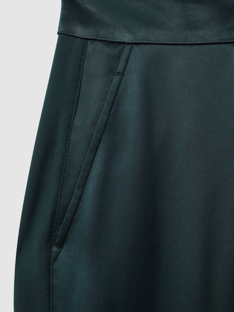 Reiss Green Lula Satin Wide Leg Trousers - Image 6 of 6