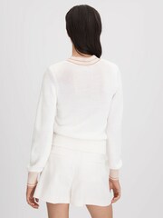 Reiss Light Pink Tor Contrast V-Neck Jumper - Image 5 of 6