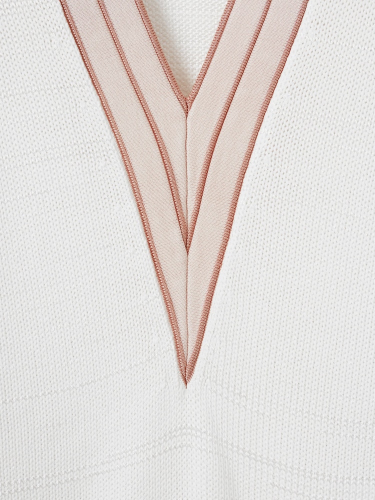 Reiss Light Pink Tor Contrast V-Neck Jumper - Image 6 of 6