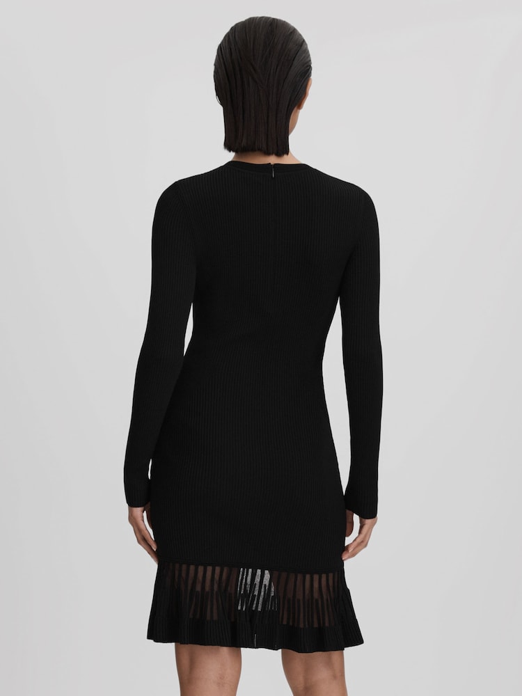 Buy Reiss Black Teagan Knitted Sheer Flared Mini Dress from Next USA