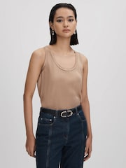 Reiss Bronze Riley Silk Front Vest - Image 1 of 6