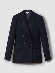 Reiss Navy Harley Wool Blend Double Breasted Suit Blazer - Image 2 of 7