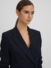 Reiss Navy Harley Wool Blend Double Breasted Suit Blazer - Image 4 of 7