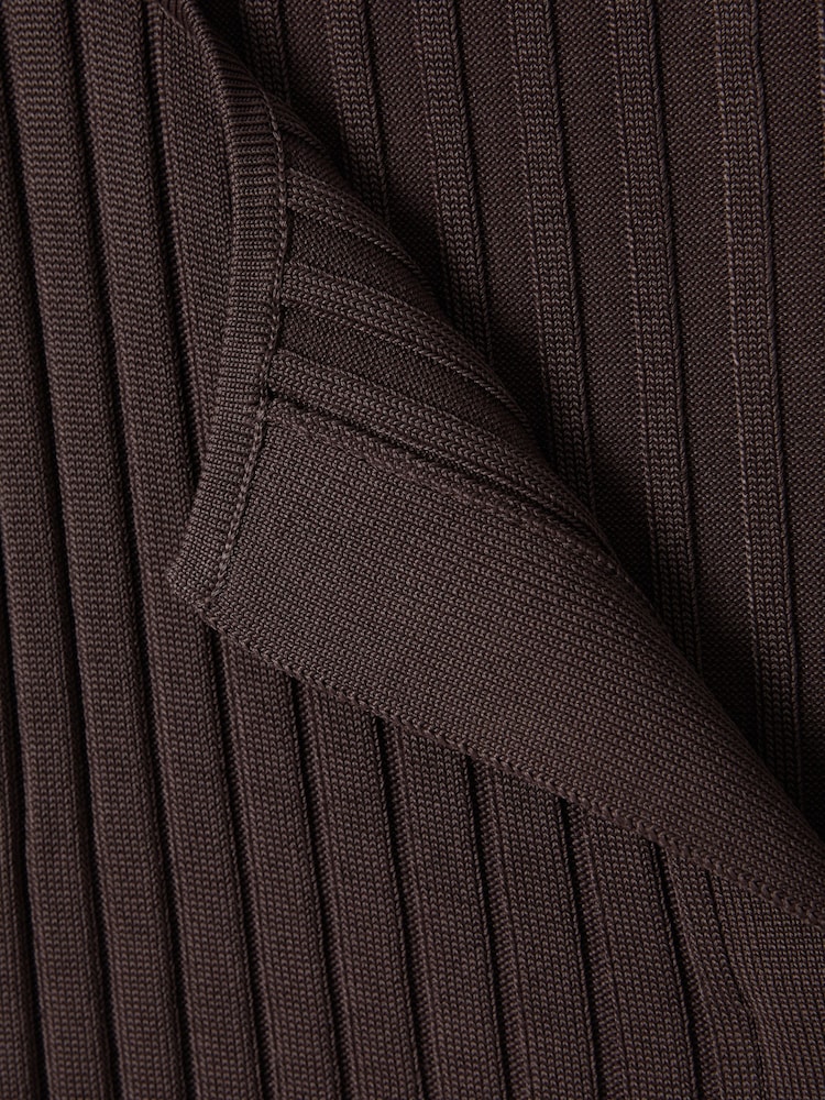Reiss Burgundy Monica Ribbed Open Collar Top - Image 6 of 6 Reiss Burgundy Monica Ribbed Open Collar Top - Image 6 of 6
