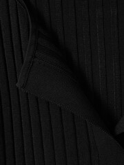 Reiss Black Monica Ribbed Open Collar Top - Image 7 of 7