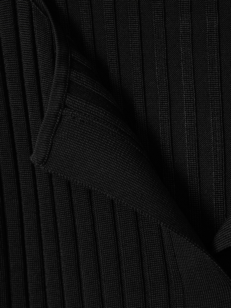 Reiss Black Monica Ribbed Open Collar Top - Image 7 of 7