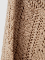 Reiss Neutral Tiffany Cotton Blend Open Stitch Cardigan - Image 6 of 6