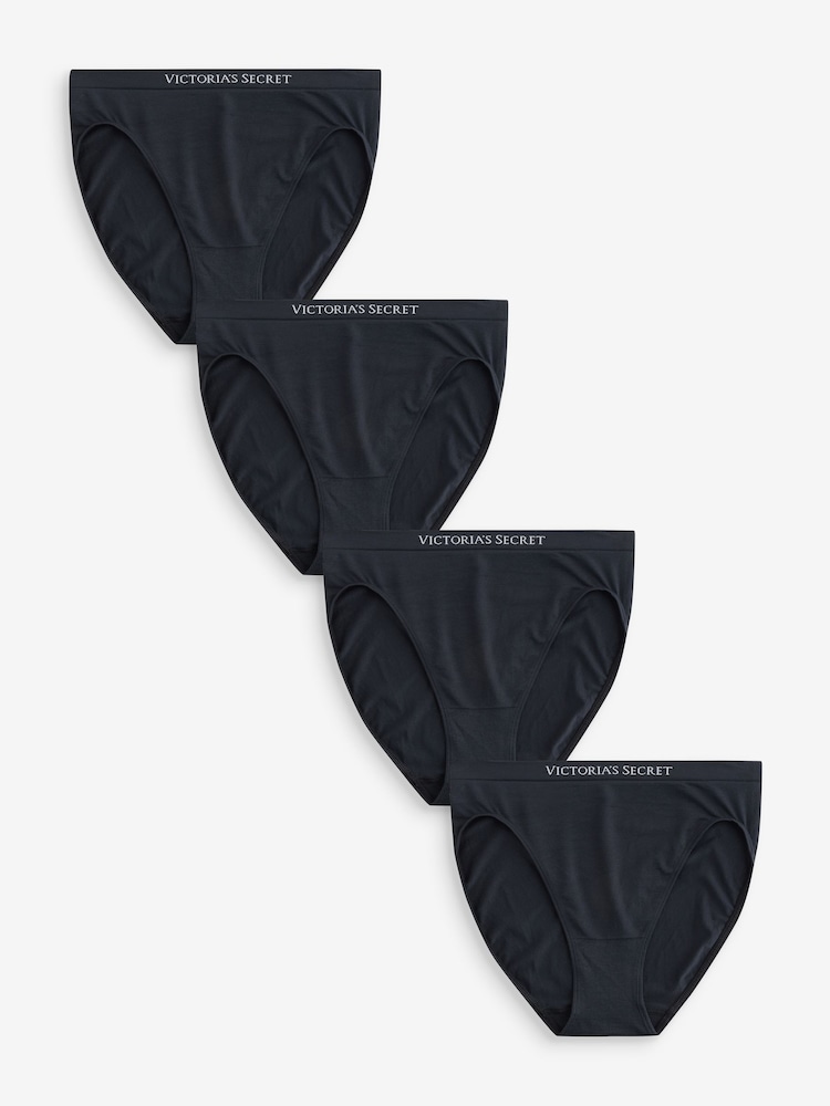 Victoria's Secret Black Brief Logo 4 Pack Knickers - Image 1 of 4