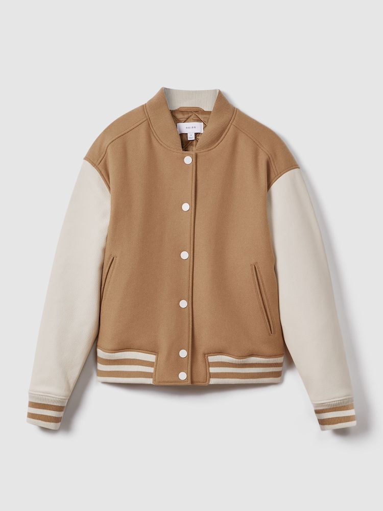 Cazadora bomber de mezcla de lana premium Vienna de Reiss - Imagen 2 de 7