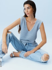 Blue Metallic Sleeveless Vest - Image 2 of 6