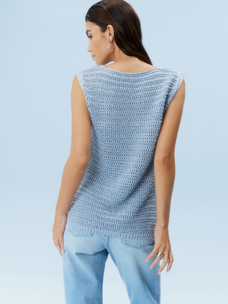 Blue Metallic Sleeveless Vest - Image 3 of 6