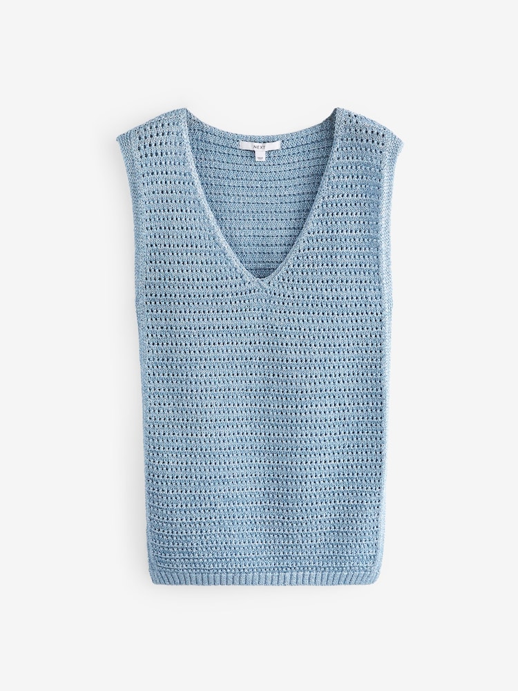Blue Metallic Sleeveless Vest - Image 5 of 6